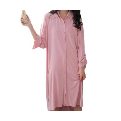 China Factory Price Breathable Leisure China Manufacturer Pure Color Button Ladies Sleepwear for sale