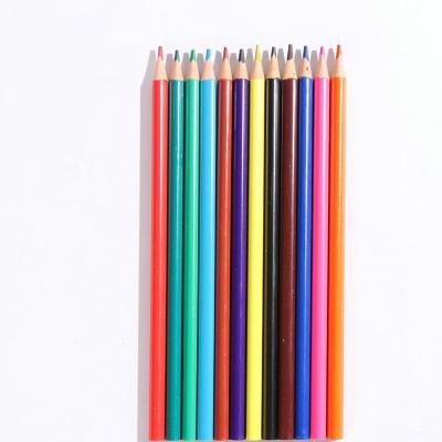 China office & School Pencil Wholesale Children's Drawing Color Pencil Set 12pcs Triangle Plastic Pole Color Pencil for sale