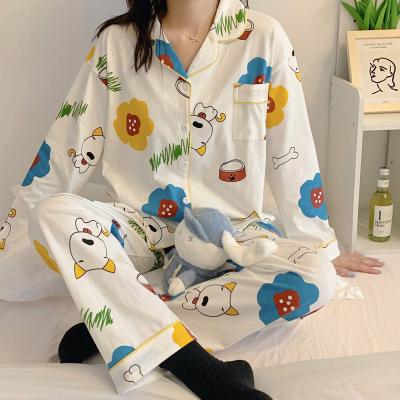 China Autumn New Long Sleeve Cartoon Breathable Pajamas Set For Women for sale