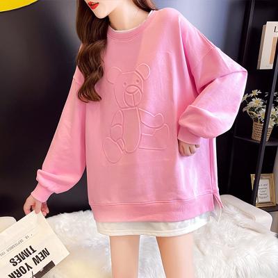 China Wholesale 3D Breathable Three-dimensional Embossed Casual Sweater Women Round Neck Loose Pullover Sweater Women Hoodies for sale