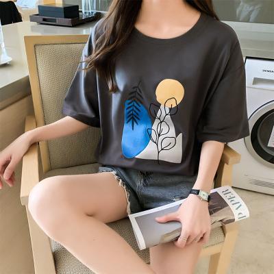 China Graphic Girls Plus Size Viable T-shirts 2021 Tops Summer Blouse Korean Women's Extra Large Plus Size T-shirt 150kg for sale