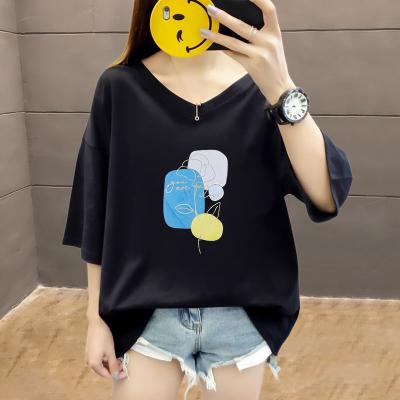 China Viable plus size T-shirt 2021 fashionable girls tops summer blouse Korean women's extra large plus size 150kg T-shirt for sale