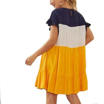 China 2020 Wholesale Radiation Safety Ruffle Cuff Colorblock Loose Wear Maternity Clothes Dress for sale