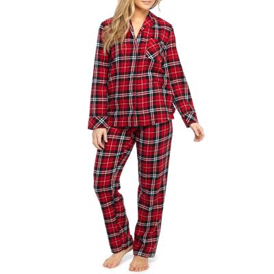 China Breathable Wholesale Vietnam Plaid Cotton Pajamas Set Women for sale