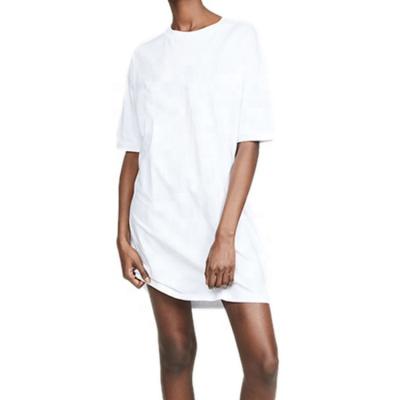 China Women Anti-Static Oversized Short Sleeve 100% Cotton White T-Shirt Dress for sale