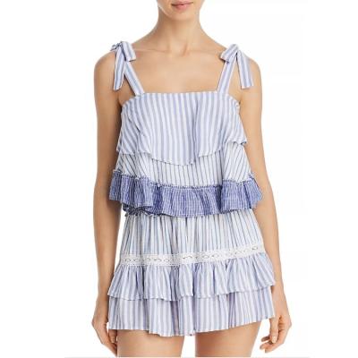 China 2021 Anti-Static Teens Fashion Sexy Mature Elegant Cami Tank Tiered Stripe Mini Dress for sale