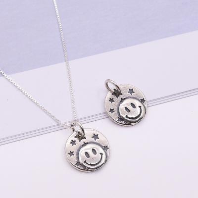 China Wholesale silver pendants 925 925 sterling silver accessory in smiley face and round shape for jewelry making for sale