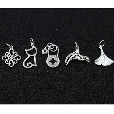 China CLASSIC wholesale jewelry making accessory cat and gingko leaf shape 925 sterling silver pendant for sale