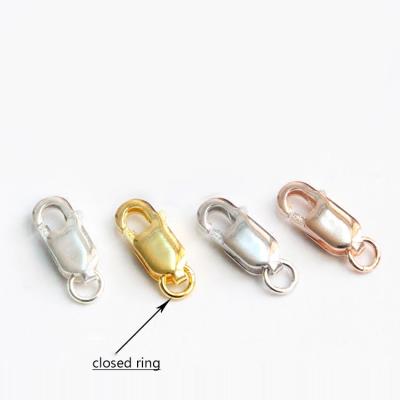 China 925 Sterling Silver Wholesale Accessories 925 Sterling Silver Lobster Clasp Connector For Jewelry Making With Two Rings Closed for sale