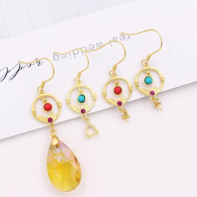 China 925 Sterling Silver Wholesale 925 Sterling Silver Accessory Dangle Earring Horns With Antique Gold Plating Style Pinch Bail For Jewelry Making for sale