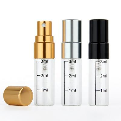 China 3ml personal care spray bottle perfume bottle mini protable transparent glass perfume with scale for sale