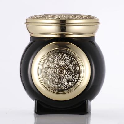 China Personal Care 200G Embossed Color Bakhoor Logo Cream Glass Jars And Hot Stamping Coating Glass Jar Bottles for sale