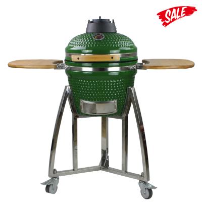 China Size SEB KAMADO adjustable ceramic grill porcelain green mini kamado grill 16 inch outdoor ceramic grill for sale for sale