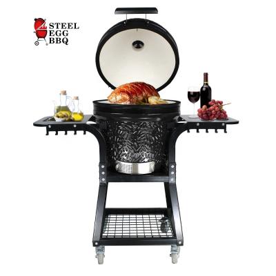 China STEEL EGG BARBECUE/SEB KAMADO adjustable height 22 inch with table built in thermometer fire pit accessories ceramic barbecue for outdoor indoor garden for sale