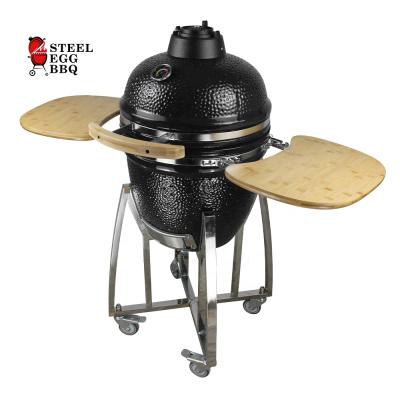 China Adjustable Size 18 Inch Ceramic Kamado Grill Charcoal BBQ Smoker For Garden Kitchen Outdoor Cocktail Party for sale