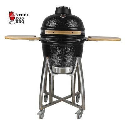 China Outdoor kitchen bbq adjustable size 18 inch ceramic kamado grill charcoal barbecue smoker for family kitchen garden cocktails party churrasco for sale