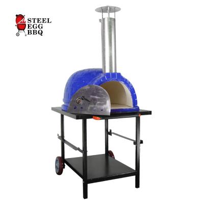 China 26 Inch Blue Color Charcoal Chip Ceramic Wood Oven Pizza Oven Adjustable Size SEB KAMADO/Steel Egg BBQ Fired Kitchen Cooking Machine for sale