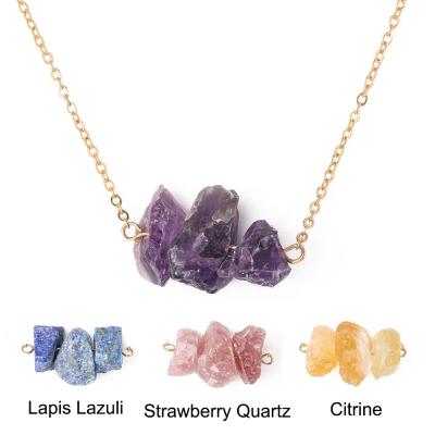 China CLASSIC Raw Natural Stone Healing Crystal Pendant Necklace Rough Gemstone Charm Necklace Jewelry For Women for sale