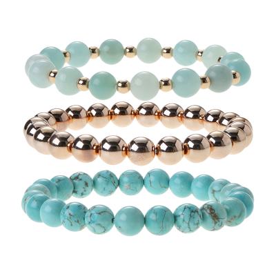 China Wholesale Turquoise Natural Crystal Stone Bead Metal Alloy Bracelet CLASSIC 2020 Diy Bead Bracelet Set for sale