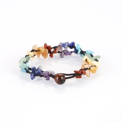 China Wholesale Environmental Friendly Natural Gemstone Color Stone Beaded Woven Bracelet for sale