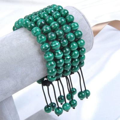 China CLASSIC Luxury Feng Shui Green Malachite Stone Beads Bracelet Crystal Quartz Jade Stone Bead Bracelets Gemstone For Men And Women for sale