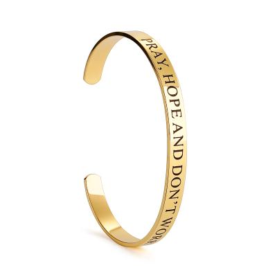 China Fashionable Commemorative Luminous Gold Stainless Steel Plating Engraved Bracelet for sale