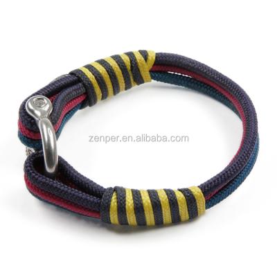 China New Design Fashion Stainless Steel Shackle Custom Mens Nautical Paracord Adjustable Bracelet With Clasp for sale