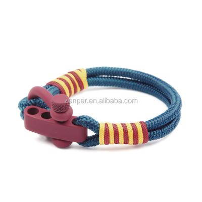 China Best selling shackles fashion unisex navy rope paracord nautical blue nylon bracelet with clasp for sale