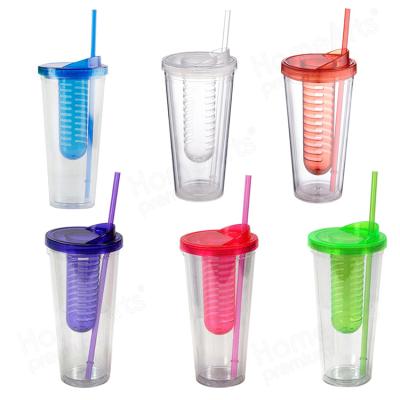 China Sustainable Coffee Mugs Reusable Travel Ice To Insulate Double Wall Tumbler Clear Plastic Water Bottle Plastic Tumbler for sale