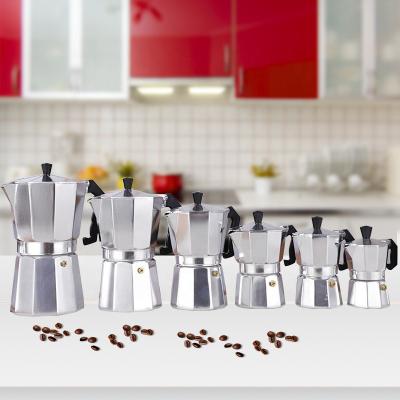 China WITH LID Customized Logo ODM Classic Aluminum Coffee Maker Machine Moka Pot Top Selling 1/2/3/6/9/12 Cup for sale