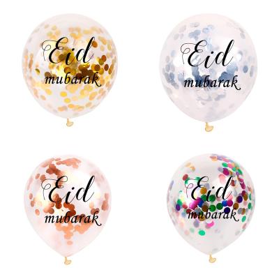 China Party Decoration Islam Gold Silver Latex Balloons Eid Mubarak Party Decoration Confetti Balloon For Muslim for sale