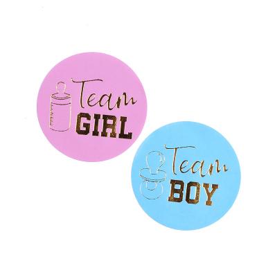 China Gender Reveal Decoration Gender Reveal Forecast Foiled Stickers Team Boy Team Girl Labels for Baby Shower Decoration for sale