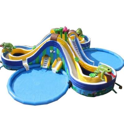 China Warter Sports YOJA/OEM Hot Sale Water Adventure Frog Prince Theme Moving Commercial Outdoor Inflatable Pool Water Park For Kids for sale