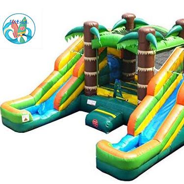 China New Design Outdoor Water Fun YOJA/OEM Tropical Themed Inflatable Bounce House & Double Slide Combo Unit 16'L x 15'W or Customizable for sale