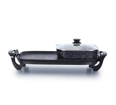 China Large Detachable Large Capacity Outdoor Nonstick Hot Pot for Basting White Spot Electric Smokeless Grill and Hot Pot for sale