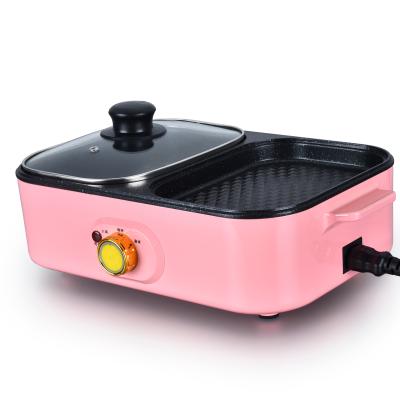 China Mini High Quality Multifunction Smokeless Indoor Hot Pot 2 in1 BBQ Grill Easily Cleaned Korean Indoor Grill with Hot Pot for sale