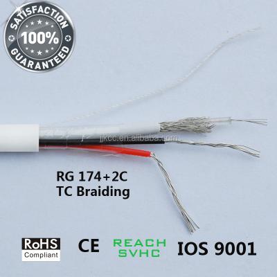 China CCTV camera RG174+2C cable SYV-RG174 (2C-2V cable)/75-2 white PVC for sale