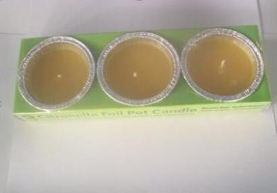 China 3PK Yellow Citronella tinfoil bowl scented candle with the printed box shrinked for sale