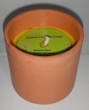 China Yellow Citronella clay jar scented candle with the printed card for sale