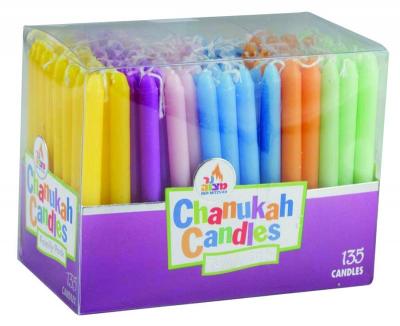 China 135pk 100% paraffin wax unscented family pack  chanukah candles packed into gift box for sale