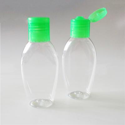 China Clear 50ml Cosmetic Empty PET Plastic Bottle With Flip Caps For Hand Sanitizer for sale