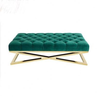 China Modern Simple Modern Simple High End Soft Bottom Shoe Stool Stainless Steel Button Fabric Fabric Furniture for sale