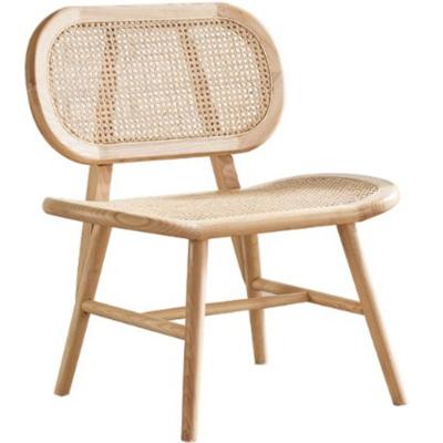 China Nordic High End Hotel Restaurant Guest Room Farmhouse Fashion Solid Wood Woven Rattan Dining Chair Custom Furniture for sale