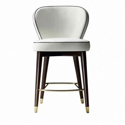 China French Custom Furniture Nordic Velvet Hotel Upscale Elegant Solid Wood Bar Chairs for sale