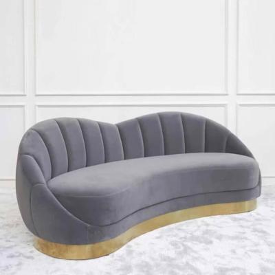 China Simple Modern Elegant High End Lower Frame Three People Sofa Stainless Steel Fabric Hotel Living Room Custom Furniture for sale