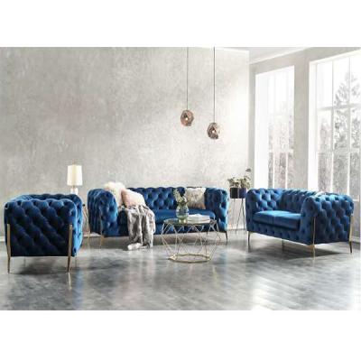 China Wholesale American Living Room Three People Button Velvet Three People Sofa Reclining Fashion Furniture Custom Sofa Set Furniture for sale