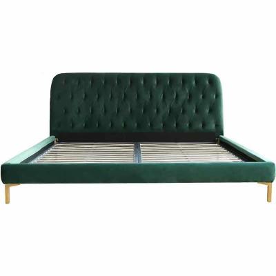 China American Custom Furniture Modern Simple High End Button Fabric Bedroom Fashion Double Bed for sale