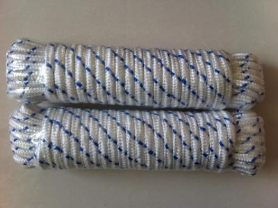 China Wht/Blue Tracer Diamond Braided Poly Rope for sale