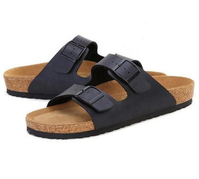 China Wholesale Quality Two Straps Comfy Cork Footbed Main Women Cork Leather Sandals for sale