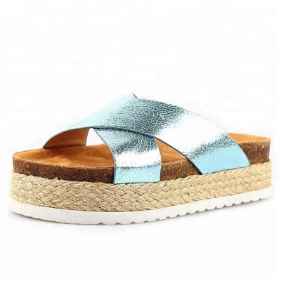 China Wholesale High Quality Natural Comfortable ARCH SUPPORT Cross Straps Platform High Heel Women Sandals With Wedges Cork Soft Sole for sale